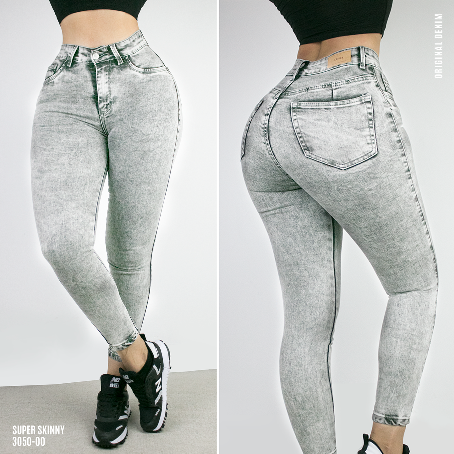 JEANS MUJER GRIS HIELO SKINNY